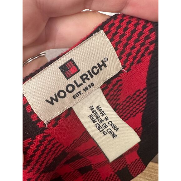 Woolrich Wool Blend Scarf Red and Black Plaid - Picture 3 of 5